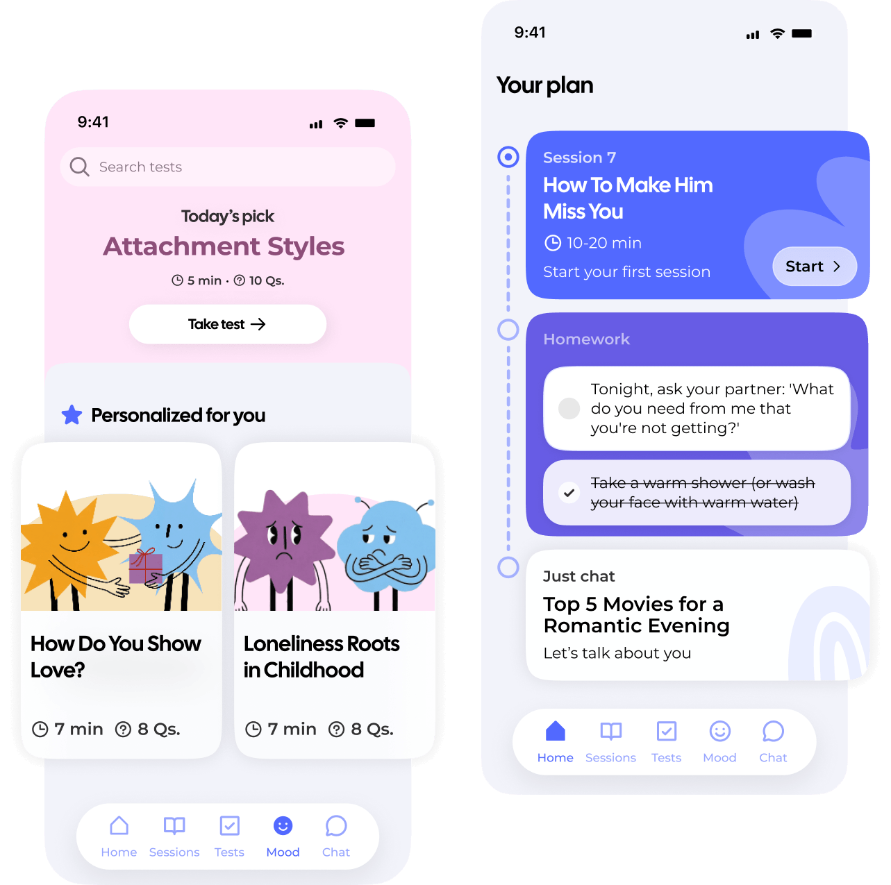 SpaceWithYou AI therapy chat app screens